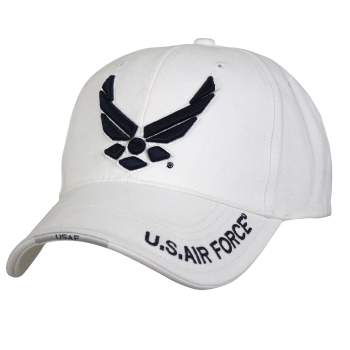 GORRA DE PERFIL BAJO CON INSIGNIA DE FUERZA AÉREA EE. UU. DE LUJO BLANCA