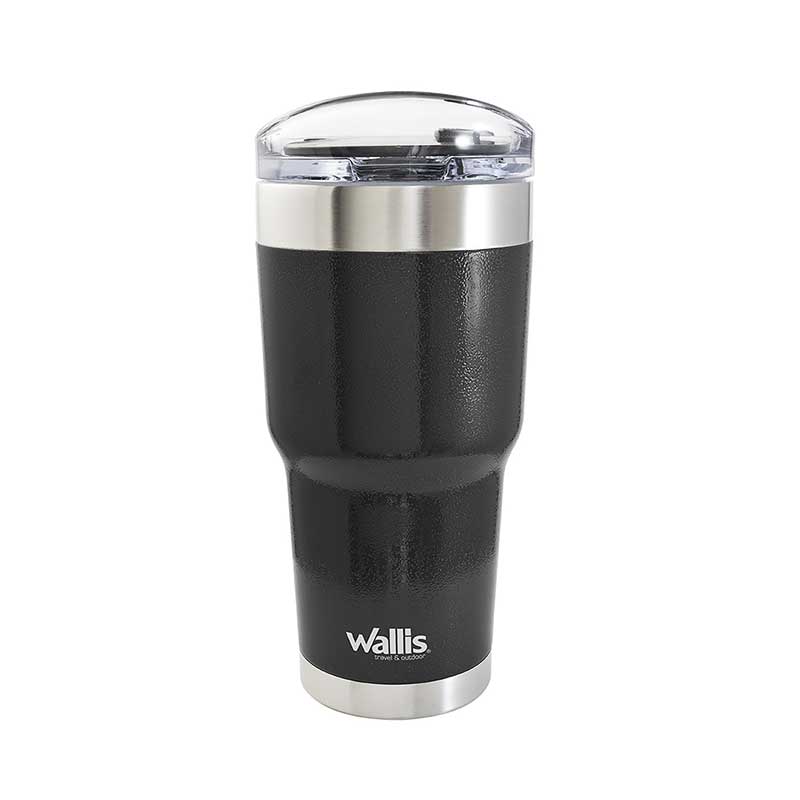 TERMO DE HACERO INOXIDABLE 700ML, NEGRO MARTILLADO