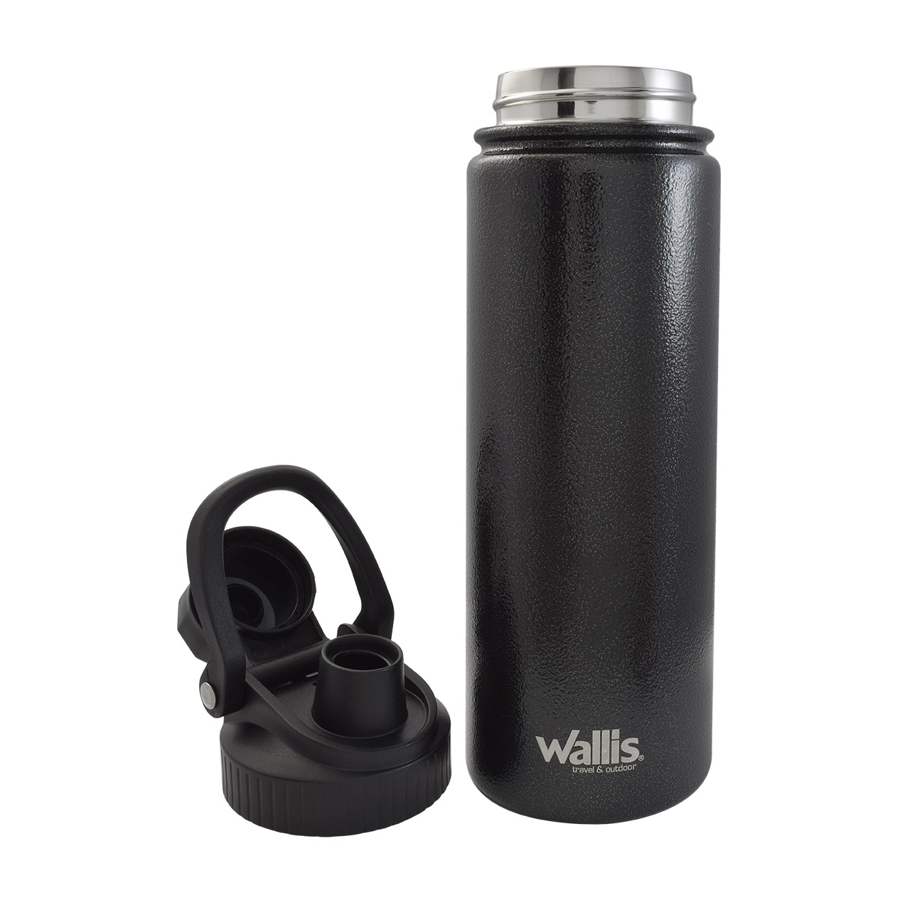 CILINDRO DEPORTIVO TÉRMICO DE ACERO INOXIDABLE, 620 ML, NEGRO MARTILLADO - Imagen 3