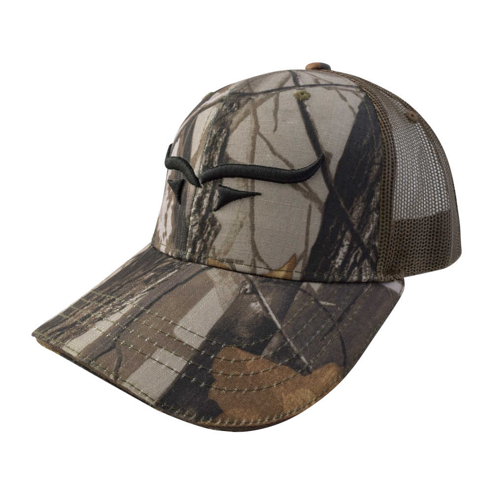 GORRA CON MALLA Y AJUSTADOR, DISEÑO DE "CUERNOS", CAFÉ CAMUFLAJE - Imagen 2