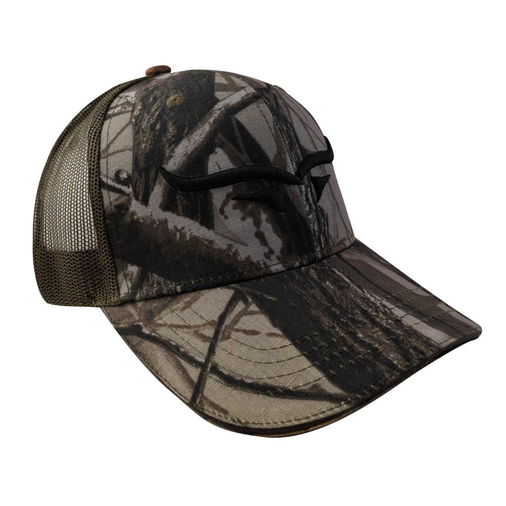 GORRA CON MALLA Y AJUSTADOR, DISEÑO DE "CUERNOS", CAFÉ CAMUFLAJE - Imagen 3
