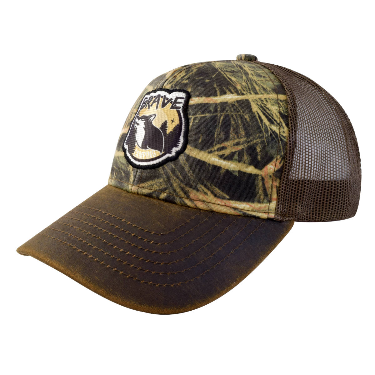 GORRA CON MALLA Y AJUSTADOR, "BRAVE CAMPING", CAFÉ CON CAMUFLAJE - Imagen 2