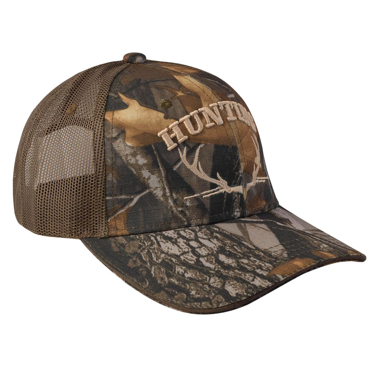 GORRA SANDWICH CON MALLA Y AJUSTADO DE VELCRO, HUNTING, CAFÉ CAMUFLAJE - Imagen 3