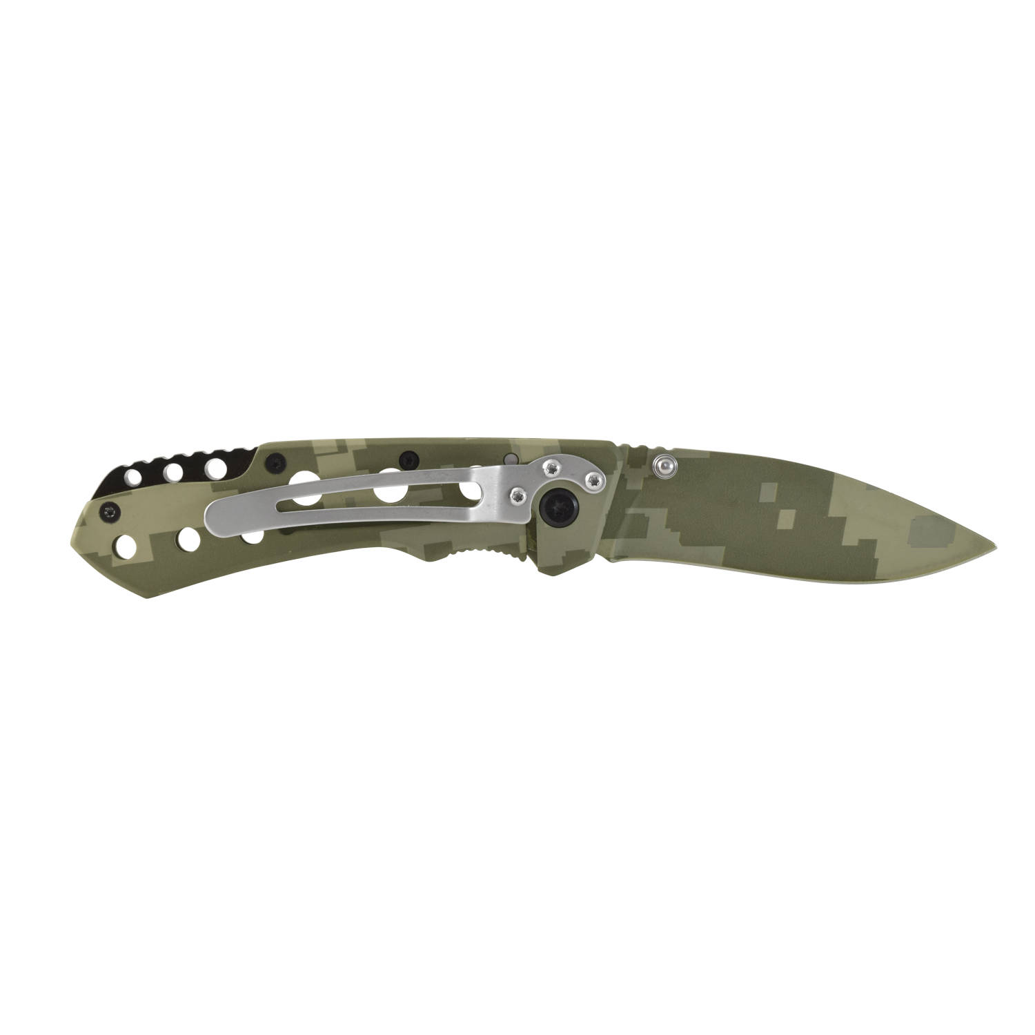 NAVAJA DE BLOQUEO CAMUFLAJE VERDE, ACERO INOXIDABLE, DUREZA 48-52 - Imagen 2
