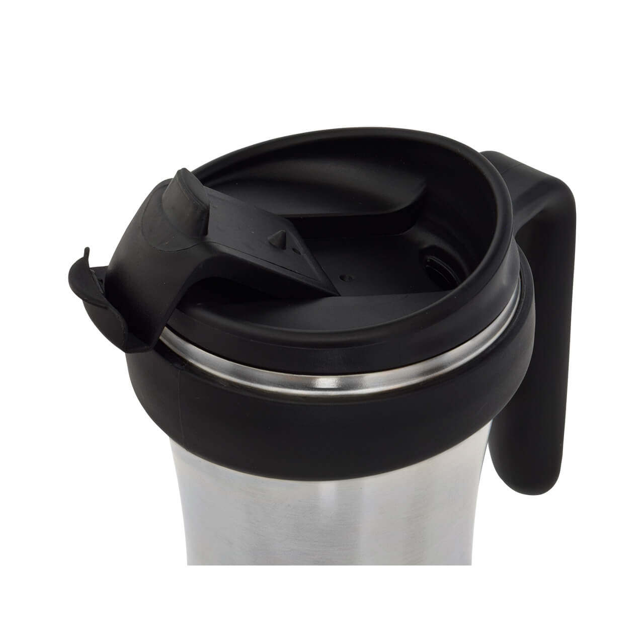 TAZA TÉRMICA ANTIDERRAMES, 350 ML METÁLICO COLOR NEGRO - Imagen 2